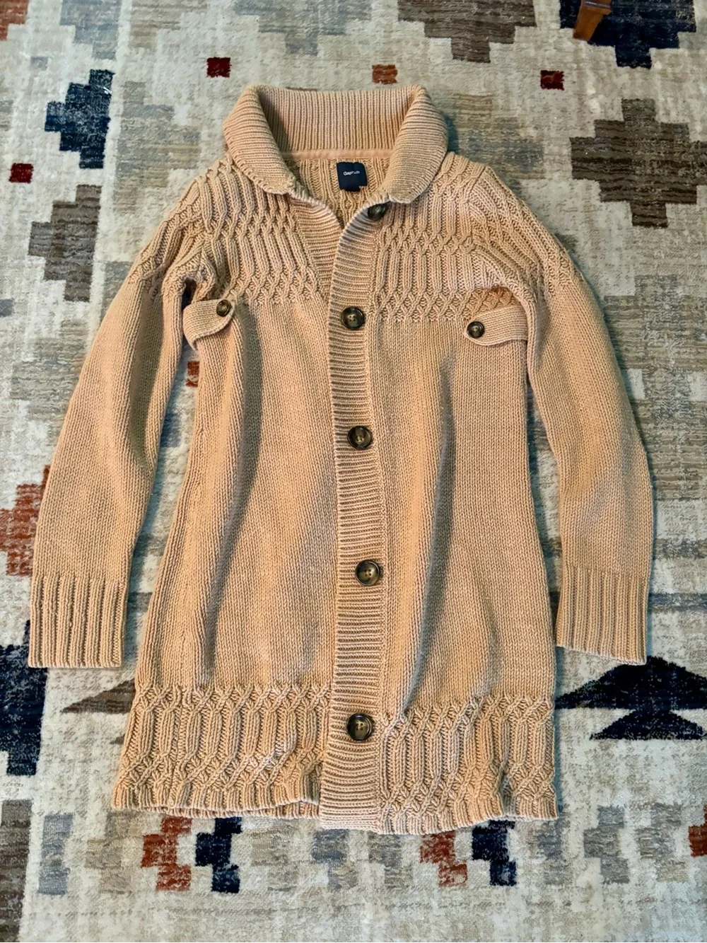 GAP Cream Cable Knit Button-Front Cardigan